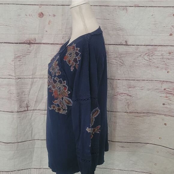 Sundance Long Sleeve Embroidered Top Size Large - Picture 3 of 6